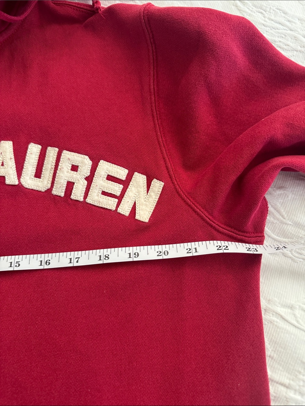 VINTAGE Ralph Lauren Kids Cranberry Red Pullover Hoodie with White Appliqué